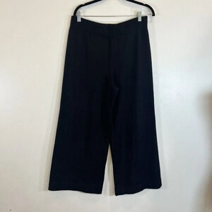 Dex Clothing NWT Black Ribbed Wide Leg Hi Rise Cropped Pants Heavy Knit Black L